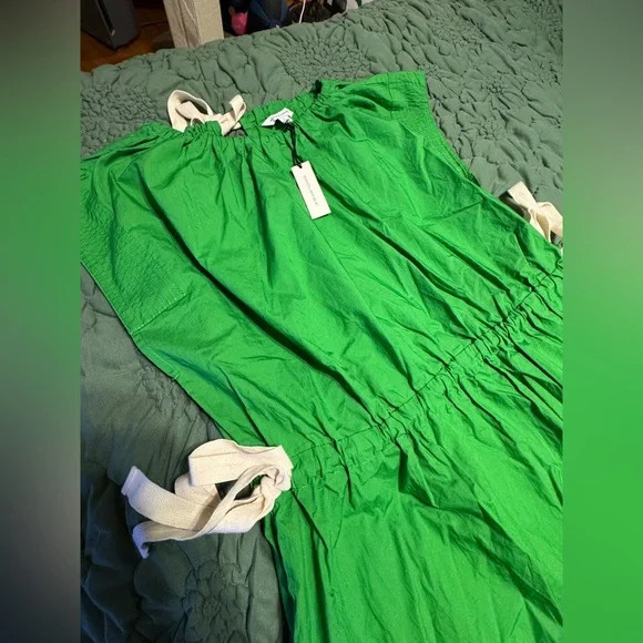 ✨ Banana Republic Cotton Poplin Tie-Waist Midi Dress Sz L - Picture 7 of 7